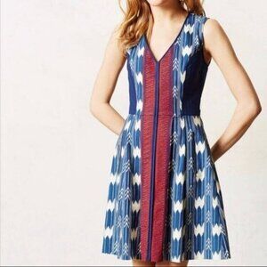 Anthropologie Plenty by Tracy Reese Ikat Indian Pattern Quilted Dress